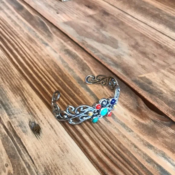 Carolyn Pollack Multi Stone Cuff Bracelet Sterling Silver - Picture 4 of 6